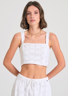 Embroidery cropped top με μοτίβο