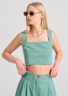 Μονόχρωμο βαμβακερό cropped top
