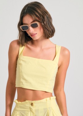 Μονόχρωμο βαμβακερό cropped top