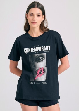 Loose fit t-shirt με illusion photographic τύπωμα