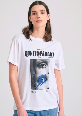 Loose fit t-shirt με illusion photographic τύπωμα