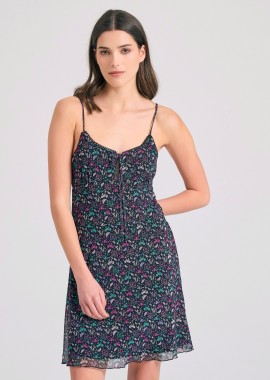 Μίνι φόρεμα από τούλι με φλοράλ all over τύπωμα