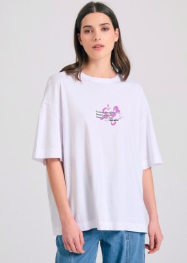 Γυναικείο loose fit t-shirt με abstract text artwork τύπωμα