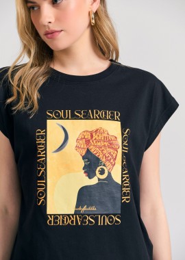 Γυναικείο organic cotton t-shirt με boho τύπωμα