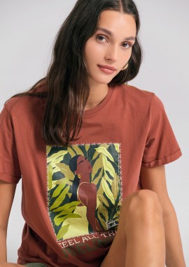 Organic cotton γυναικείο t-shirt με τύπωμα σε boho look