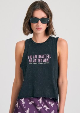 Γυνακείο garment dyed tank top με text artwork τύπωμα
