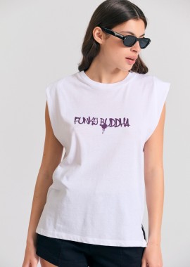 Γυναικείο t-shirt με text artwork τύπωμα στην πλάτη