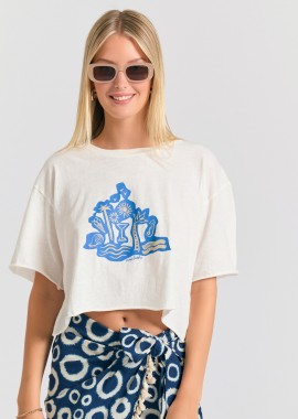 Γυναικείο oversized t-shirt με τύπωμα στο στήθος