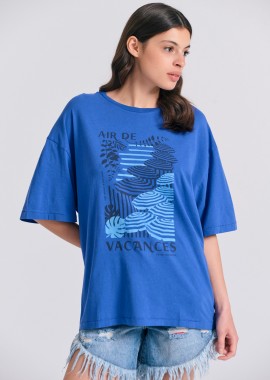 Γυναικείο loose fit t-shirt με vintage τύπωμα