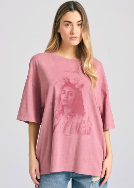 Oversized garment dyed t-shirt με vintage τύπωμα