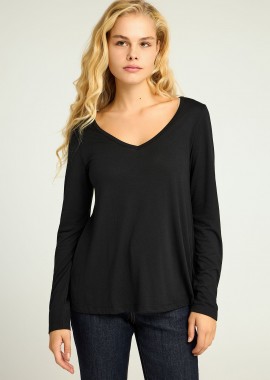 Μακρυμάνικη μπλούζα με χαμηλή λαιμόκοψη
