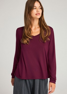 Μακρυμάνικη μπλούζα με χαμηλή λαιμόκοψη