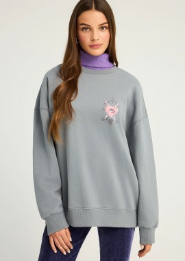 Relaxed fit φούτερ με τύπωμα στην πλάτη