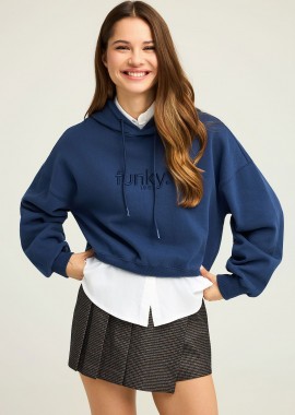 Φούτερ με κουκούλα και κεντητό λογότυπο