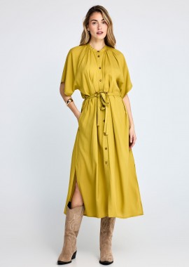 Μίντι κοντομάνικο φόρεμα με ζώνη