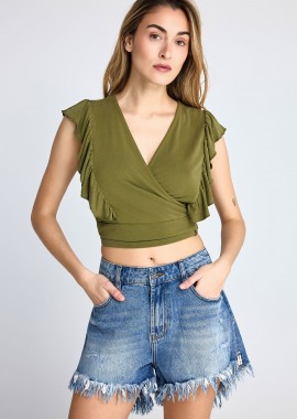 Γυναικείο μονόχρωμο cropped top