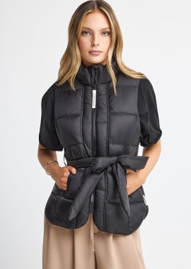 Αμάνικο μπουφάν με ζώνη