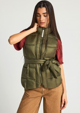 Αμάνικο μπουφάν με ζώνη