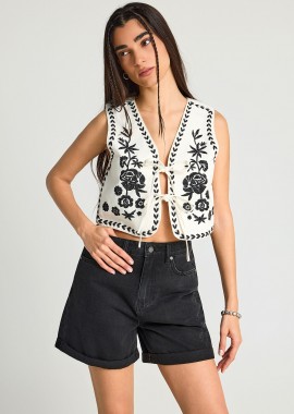 Γυναικείο γιλέκο με δέσιμο μπροστά