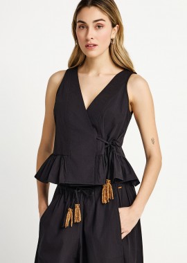 Γυναικείο κρουαζέ τοπ με βολάν