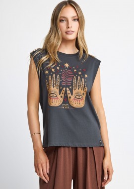 Γυναικείο αμάνικο T-shirt με τύπωμα