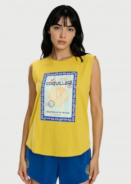 Γυναικείο αμάνικο t-shirt με τύπωμα