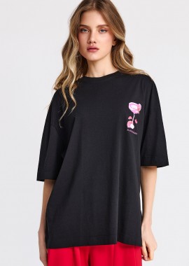 Γυναικείο βαμβακερό t-shirt με τύπωμα στην πλάτη