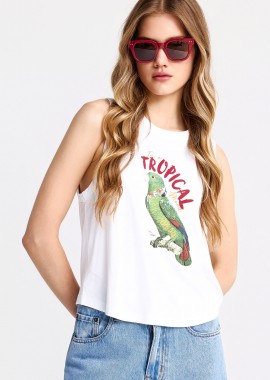 Γυναικείο βαμβακερό tank top με τύπωμα