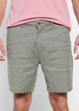 Garment dyed linen blend chino βερμούδα