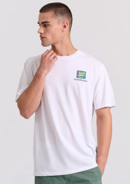 Relaxed fit t-shirt με retro τύπωμα στην πλάτη