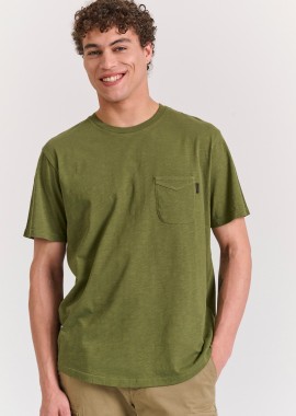 Βαμβακερό t-shirt με τσέπη στο στήθος