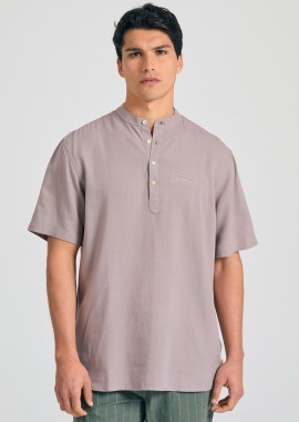 Relaxed fit linen blend πουκαμίσα