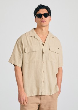Oversized πουκάμισο από λινό και τεχνητό μετάξι