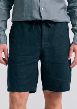 Comfort fit garment dyed λινή βερμούδα
