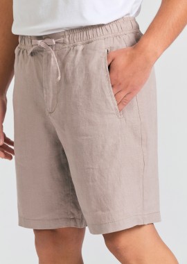 Comfort fit garment dyed λινή βερμούδα