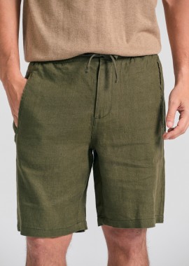 Comfort fit garment dyed λινή βερμούδα