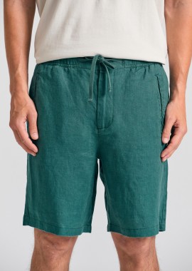 Comfort fit garment dyed λινή βερμούδα