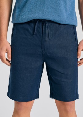 Comfort fit garment dyed λινή βερμούδα