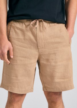 Comfort fit garment dyed λινή βερμούδα