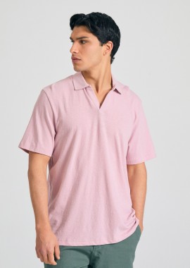Relaxed fit linen blend μπλούζα πόλο