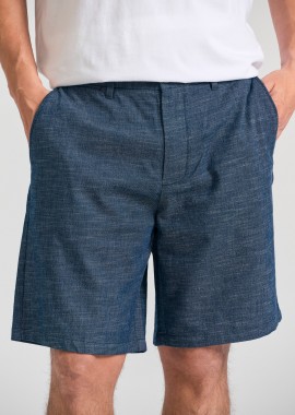 Comfort fit yarn dyed chino βερμούδα με λάστιχο