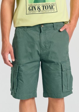 Loose fit cargo βερμούδα σε ζακάρ ύφανση