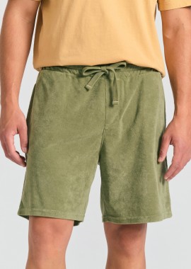 Slim tapered fit αθλητική βερμούδα σε πετσετέ ύφασμα