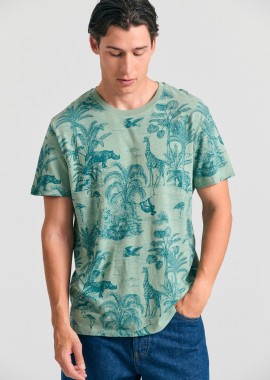 Ανδρικό t-shirt με exotic all over τύπωμα