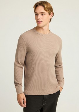 Relaxed fit μονόχρωμη μακρυμάνικη μπλούζα