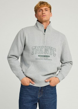 Half-zip ανδρικό φούτερ με ψηλή λαιμόκοψη