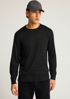 Regular fit πλεκτή μπλούζα σε μελανζέ πλέξη