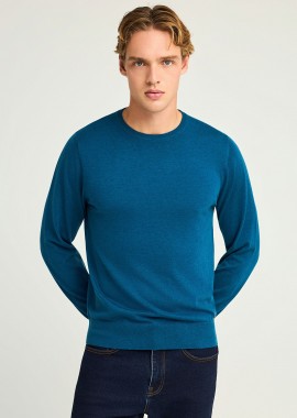 Regular fit πλεκτή μπλούζα σε μελανζέ πλέξη