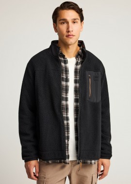 Fleece ζακέτα με τσέπη στο στήθος και φερμουάρ