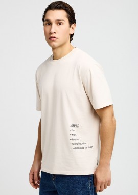 Ανδρικό relaxed βαμβακερό t-shirt με τύπωμα στην πλάτη